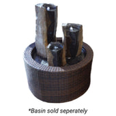 Anjon Small Polished Canyon Basalt Column Set Plain White Background