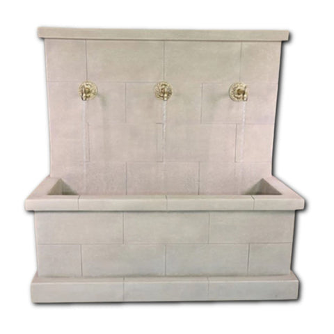 Antibes Trois Wall Fountain for Bronze Spouts With Plain White Background