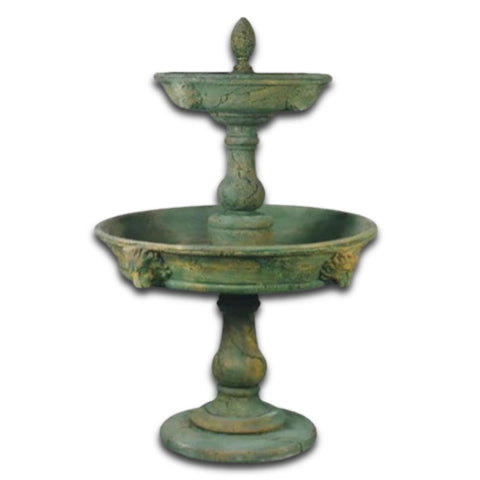 Appia Antica Two Tier Lion Outdoor Water Fountain With Plain White Background