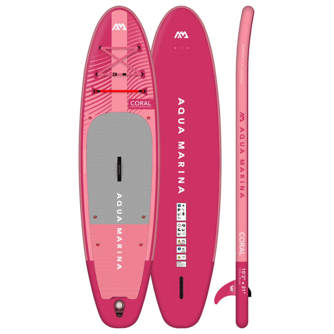 Aqua Marina Coral Paddle Board Angled Views