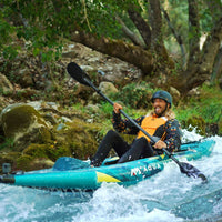 Thumbnail for Aqua Marina Steam 412 With A Man Paddling Hard Through Fast River Current