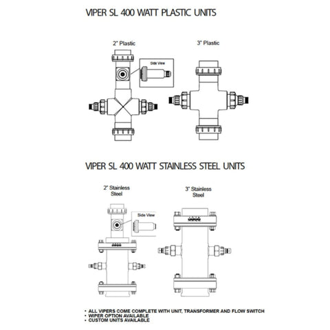Aqua Ultraviolet Viper Sterilizer With Product Diagrams
