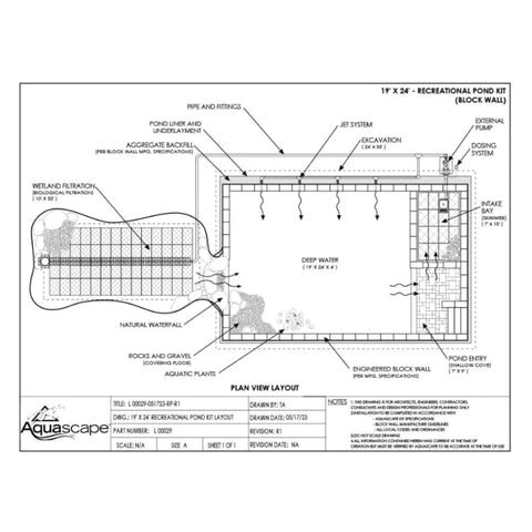 Aquascape Recreational Pond Kit 19x24 Pond Sketch Plan Drawing