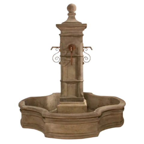 Aquitaine Fountain With 70inch Monaco Pond With Plain White Background