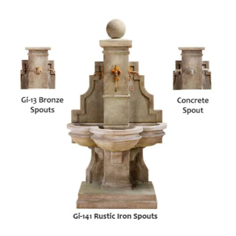 Arles Wall Fountain For Spouts With Three Spouts Mentioned