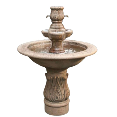 Assisi Smooth Cobra Pedestal Garden Fountain With Plain White Background