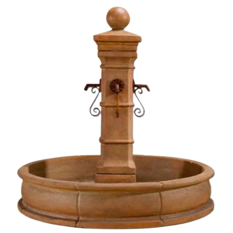 Avignon Pond Fountain Ready For Perimeter Spouts With Plain White Background