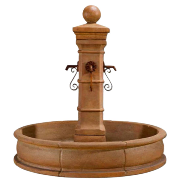 Avignon Pond Fountain Ready For Perimeter Spouts With Plain White Background