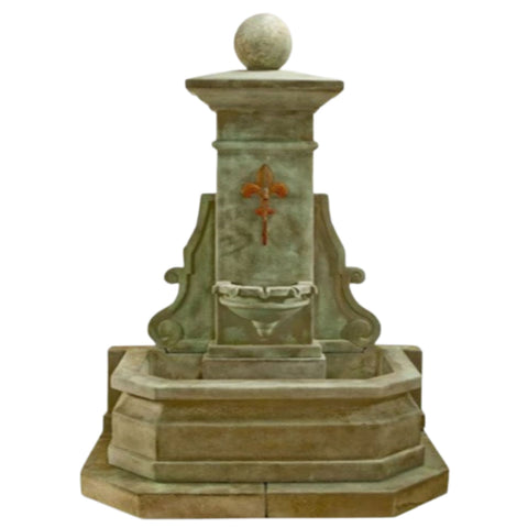 Avignon Wall Fountain With Arched French Backplate With Plain White Background