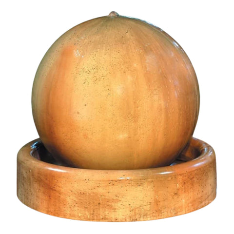 Ball And Ring Base Garden Water Fountain By Gist With White Plain Background