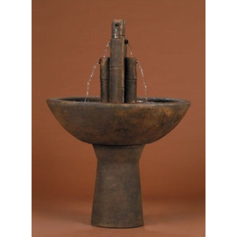 Bamboo Cast Stone Garden Fountain Dark Orange Background