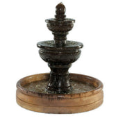 Baroque Tiered Outdoor Fountain with 46 inch Basin Plain White Background
