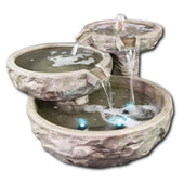 Basalt Triple Cascade Fountain With Plain White Background