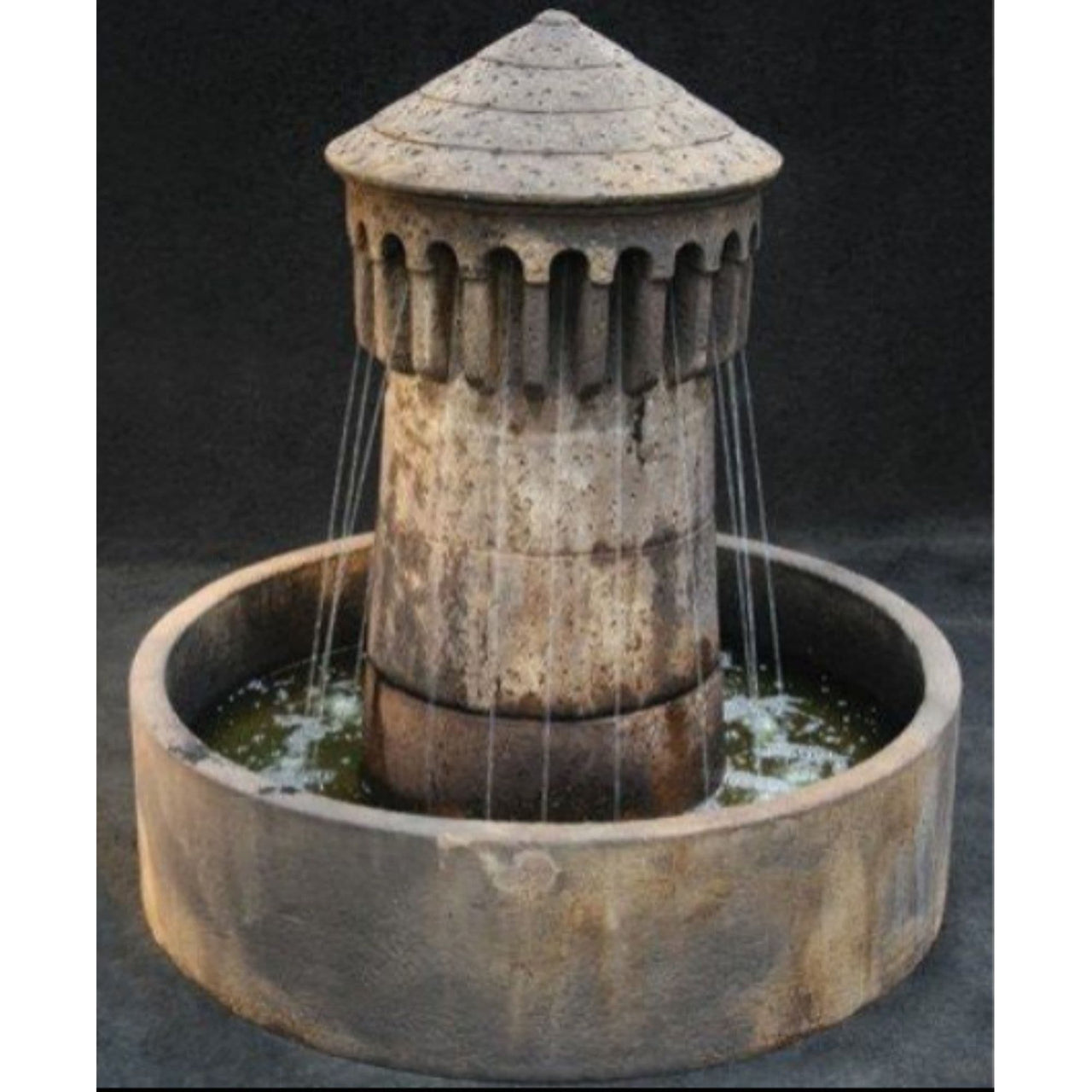 Bastia Cast Stone Outdoor Fountain - Small With Dark Background