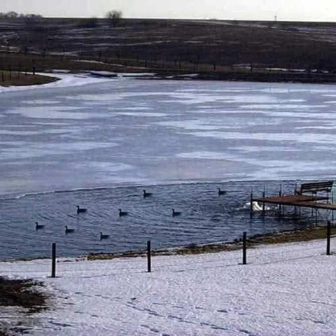 Bearon Aquatics Ice-Eater De-Icer In Icy Water Near A Dock