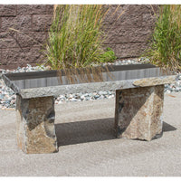 Thumbnail for Blue Thumb Basalt 48 Garden Bench With Red Brick Wall And Garden Grass In The Background