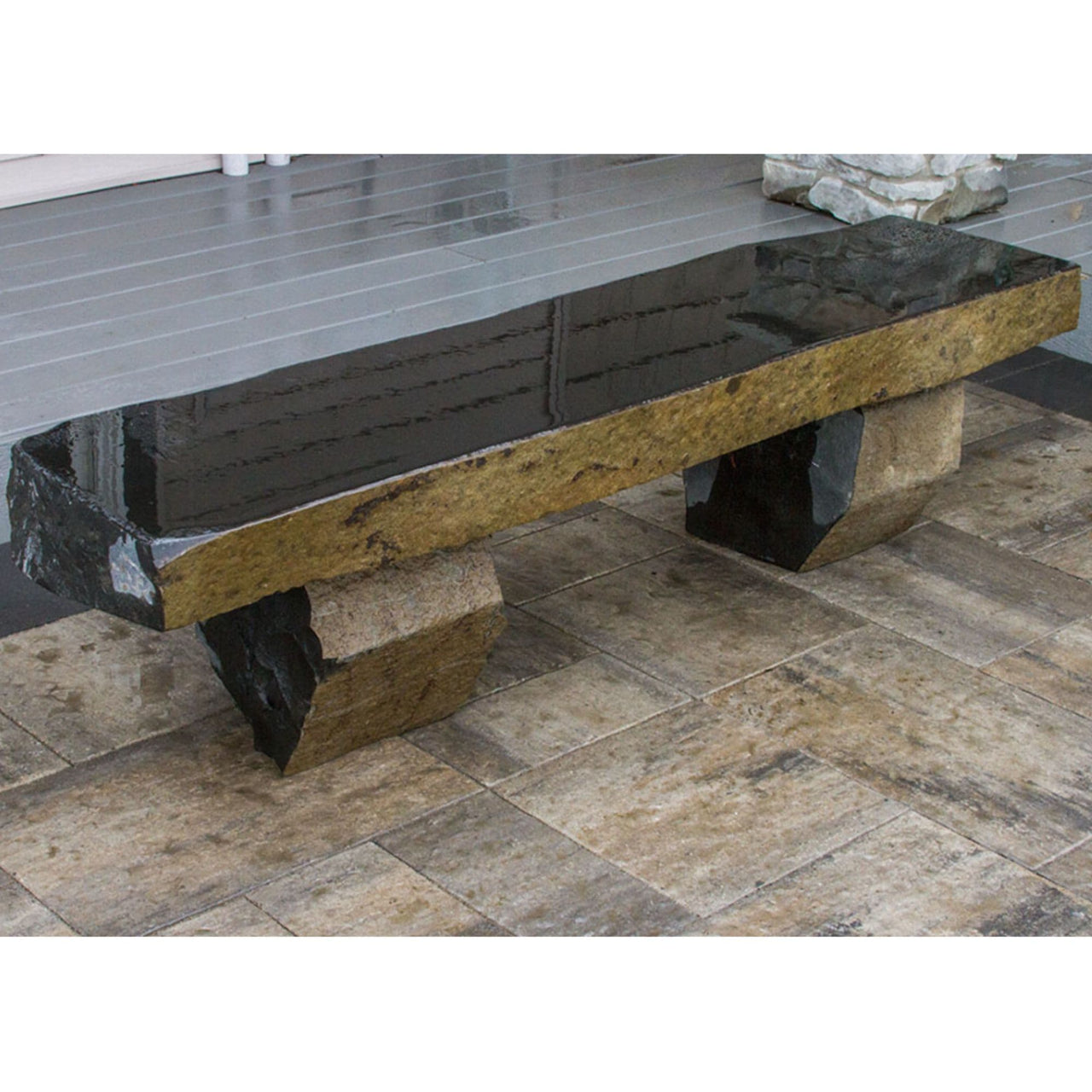 Blue Thumb Basalt 72 Garden Bench With Brown And Gray Tile