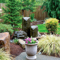 Thumbnail for Blue Thumb Cascade Mini-Mountain Spring Triple Stone Outdoor Fountain Surrounded By Different Plants, Flowers And Beautiful Landscape