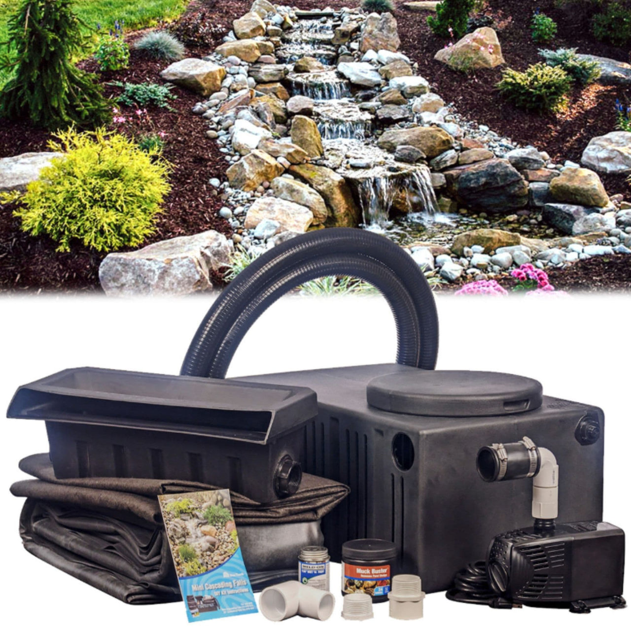 Blue Thumb DIY Medium Pondless Waterfall Kit With Water Stream And Rocks