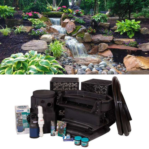 Blue Thumb Elite Cascading Pondless Waterfall Kit Complete Kit Small And Medium With Backyard Pond And Plants