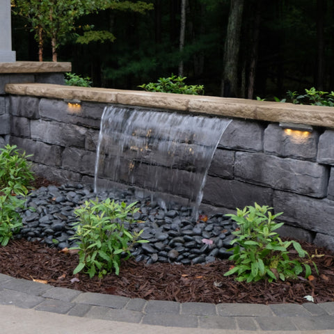 Blue Thumb Formal Falls Wall Waterfall Kit Surrounded By Green Plants - Medium Kit Without Lights