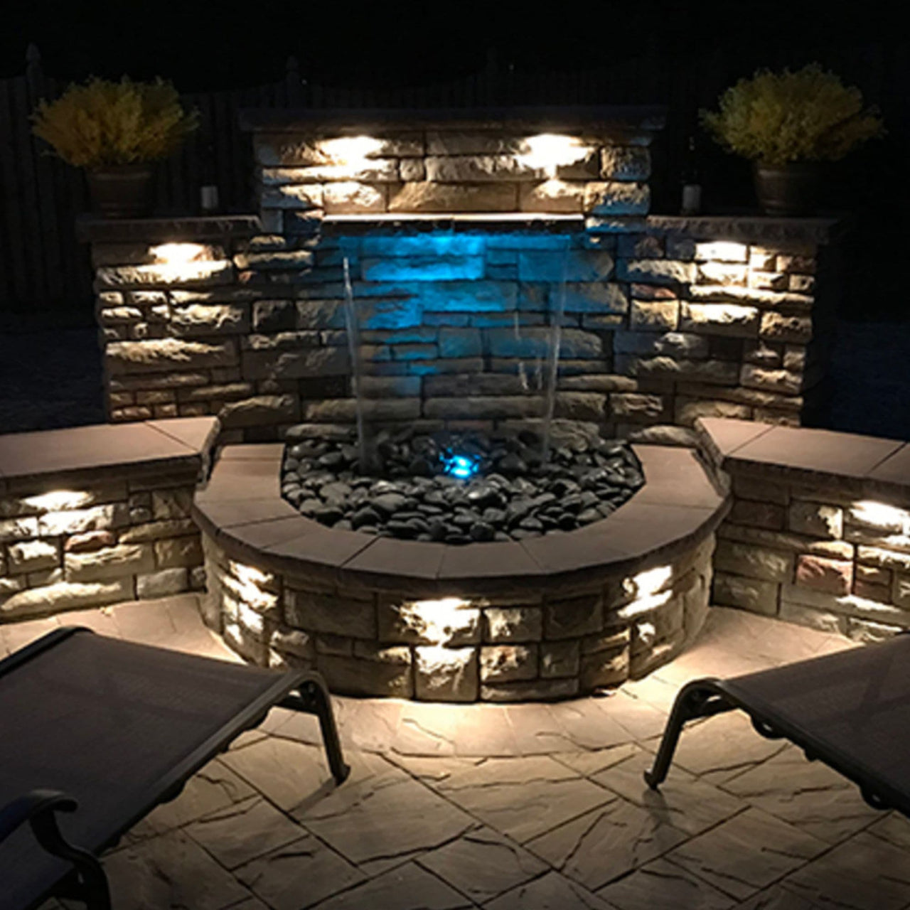 Blue Thumb Formal Falls Wall Waterfall On Brick Walls With Blue Lights  - Large Kit