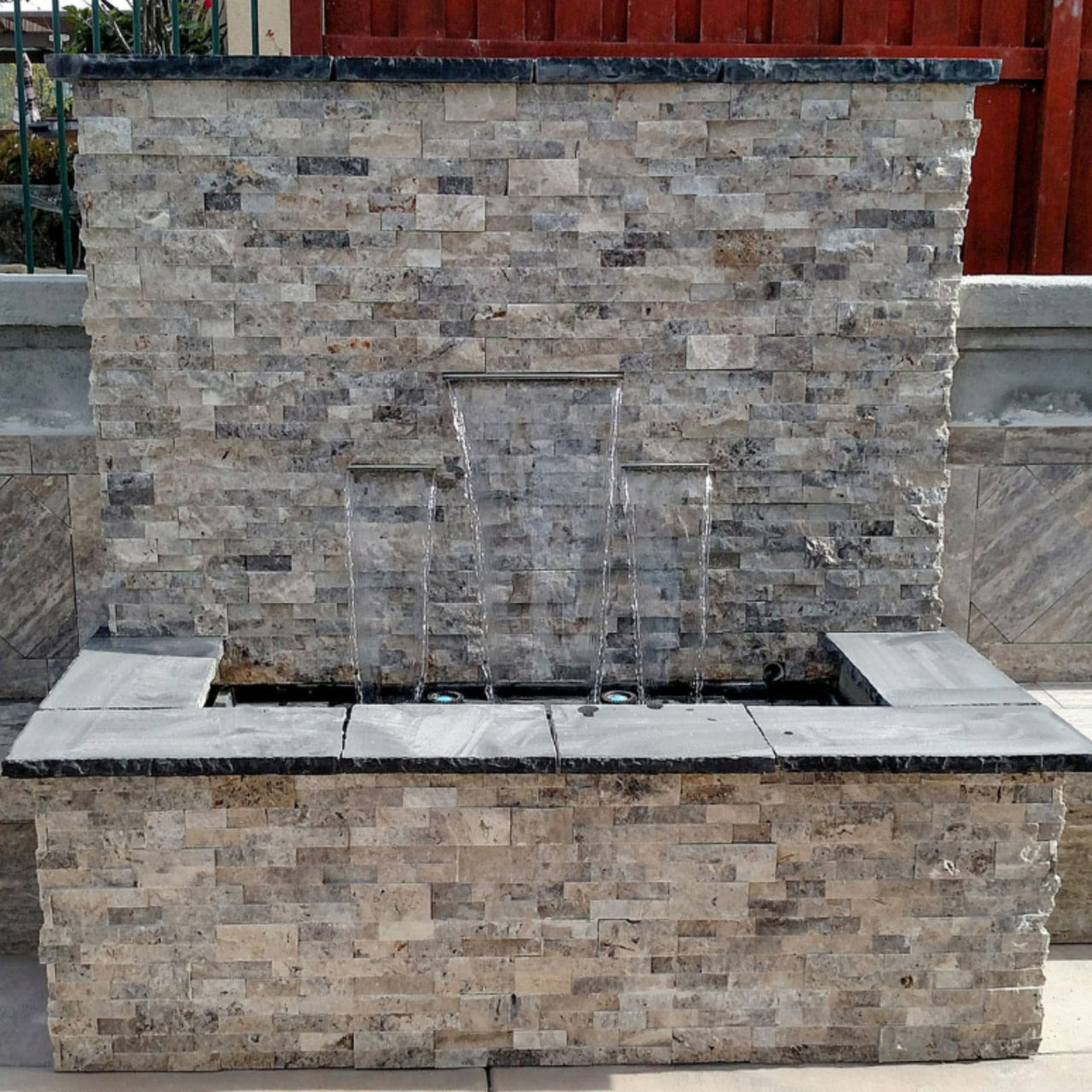 Blue Thumb Formal Falls Wall Waterfall On Stacked Stone Wall Fountain Small Kit Without Light