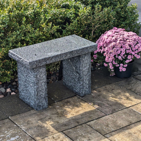 Blue Thumb Gray 24 Granite Bench Beside Pink Flowers And Green Shrubs