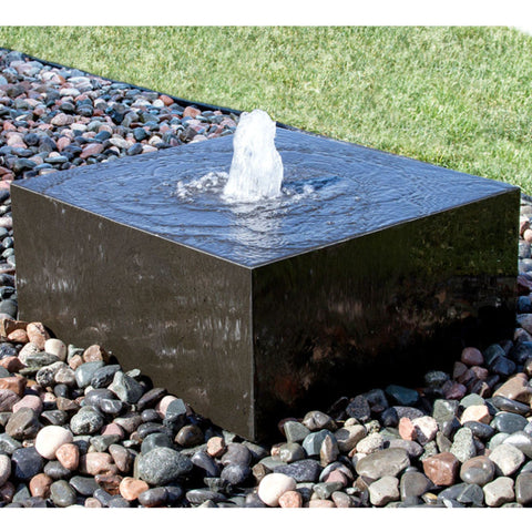 Blue Thumb Heiho Basalt Stone Outdoor Fountain With Clean Green Grass Border