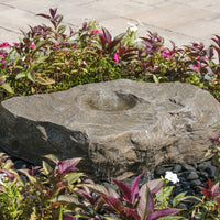 Thumbnail for Blue Thumb Large Bird Bath Boulder Stone Fountain Surrounded By Bright Ornamental Plants