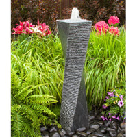 Thumbnail for Blue Thumb Polished Twist Granite Stone Fountain Surrounded By Plants And Flowers