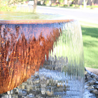 Thumbnail for Blue Thumb Rustic Sugar Kettle Powder-Coated Cast Iron Fountain Water Flowing  With Brick Wall House And Flowers