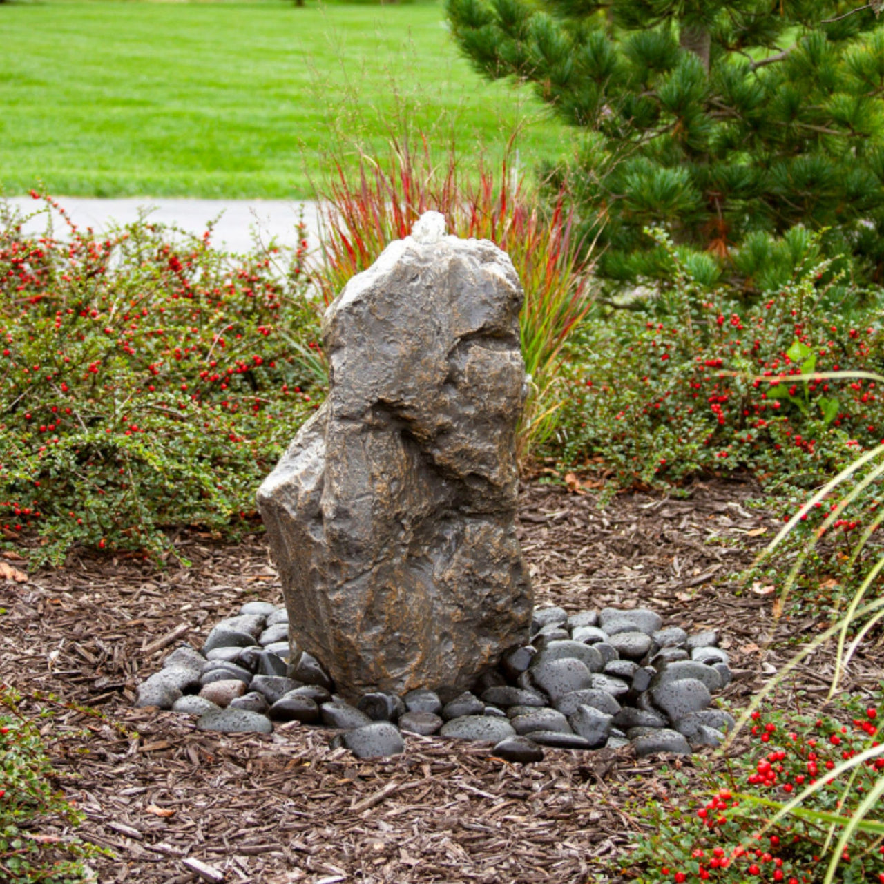 Blue Thumb Sonoma Rock Outdoor Fountain Surrounded By Colorful Plants And Trees