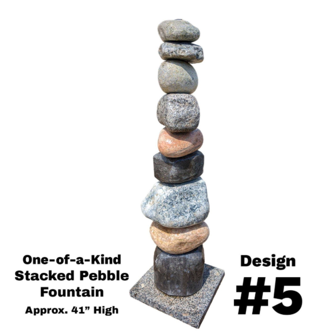 Blue Thumb Stacked Pebble Garden Fountain Design Number 5