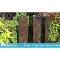 Thumbnail for Blue Thumb Triple Split Polished Basalt Stone Outdoor Fountain Besides Green Plants