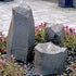 Thumbnail for Blue Thumb Twisting Cascade Triple Stone Outdoor Fountain Surrounded by Colorful Plants