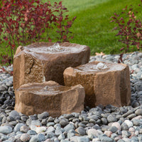Thumbnail for Blue Thumbs Triple Falls Garden Stone Fountain With Green Lawn And Red Bushes