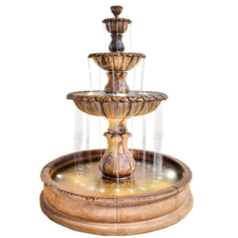 Calanthia Three Tier Pond Fountain With Plain White Background