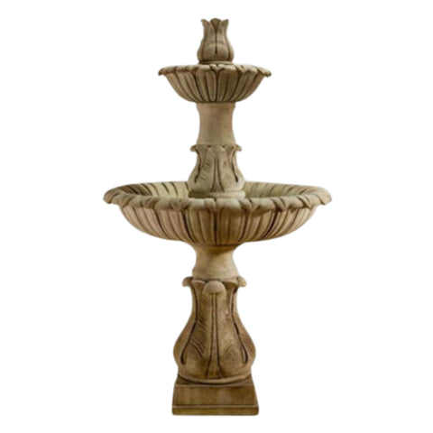 Calanthia Two Tier Fountain With Acanthus Finial With Plain White Background