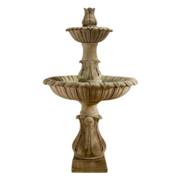 Calanthia Two Tier Fountain With Acanthus Finial With Plain White Background