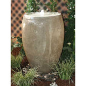 Cardiff Cast Stone Fountain with 2Inch Reservoir With Lattice Screen And Climbing Vines In The Background