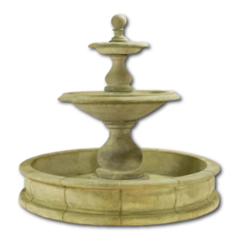 Carrara Two Tier Fountain with 66inch Wide Pond With Plain White Background