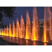 Cascade Capricorn Pond Fountain Dark Night Sky With City Lights