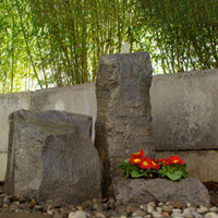 Thumbnail for Cascade Double Stone Fountain with Accent Planter With Bamboo Plants And Cemented Fence In The  Background