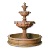 Chateau Pond Outdoor Water Fountain With Large Basin With Plain White Background
