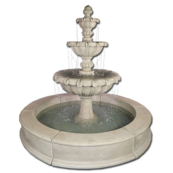 Chateau Three Tier Easy Pond Fountain With Plain White Background