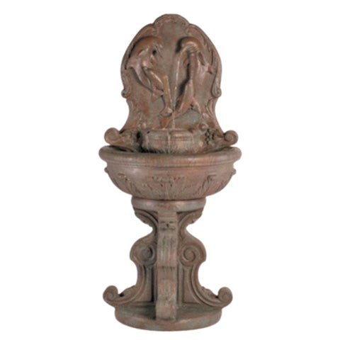Classic Dolphin Wall Outdoor Fountain With Colored Background