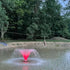 Color Changing Fountain LED Lights Benefits With Bright Pink Lights In Green Scenery Outdoor Pond During Daytime