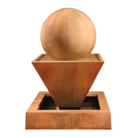 Compact Oblique Garden Fountain with Sphere With White Background
