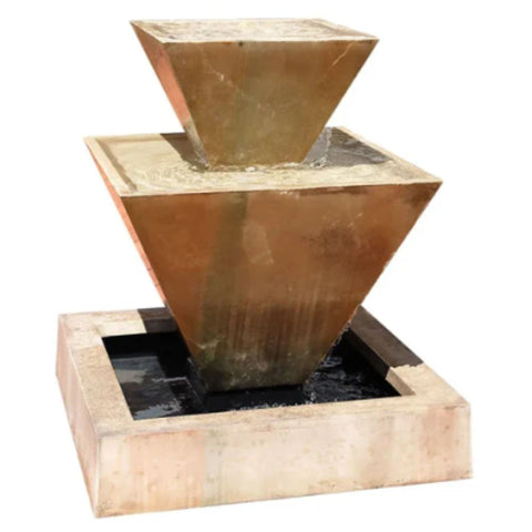 Contemporary Angled Garden Water Fountain With White Background